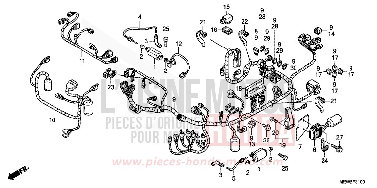 WIRE HARNESS/IGNITION COIL for Deauville ABS PEARL CONCOURS BLACK (NHA65) from 2011